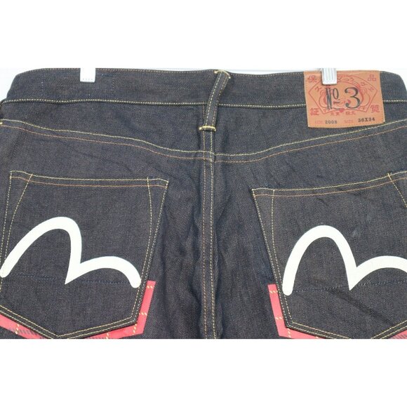 Evisu Selvedge Jeans 36x34 Button Fly Logo Seagull 5 Pockets